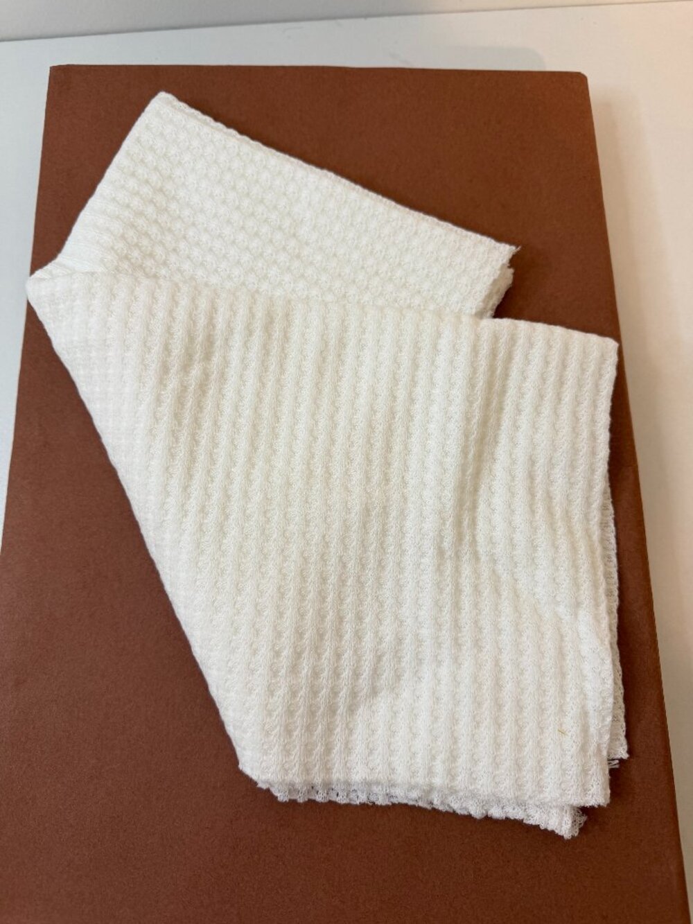 14in X 55in Whit Waffle Knit Fabric Piece  So Soft   Baby Blanket Soft